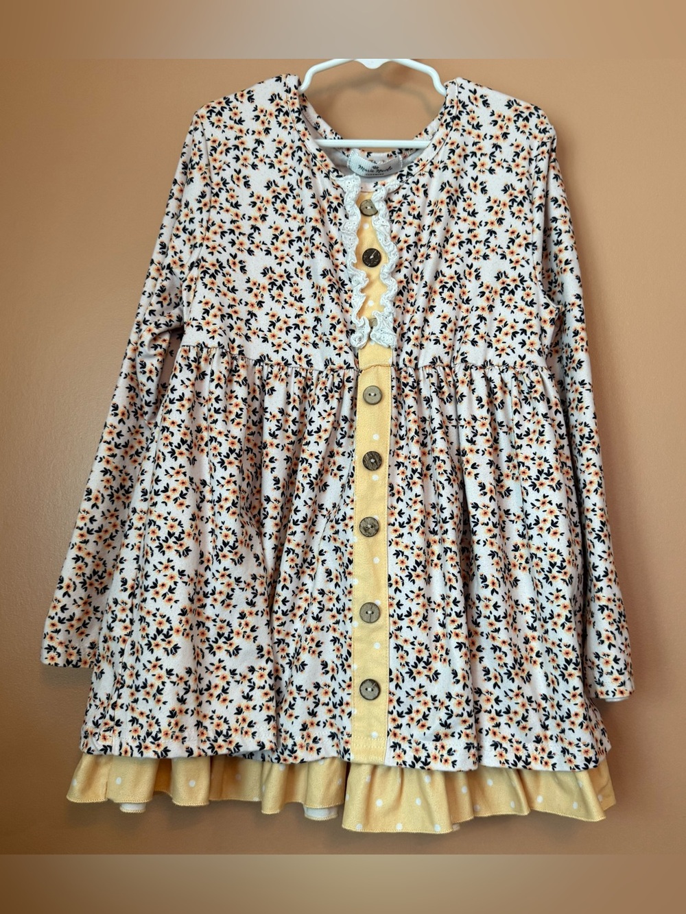 Marie Nicole Girls 4XL Floral Ruffle Dress Fall Winter Cottagecore